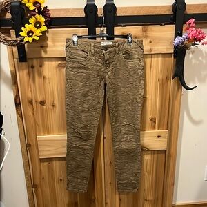 Free People Dark Tan Textured Ankle Jeans